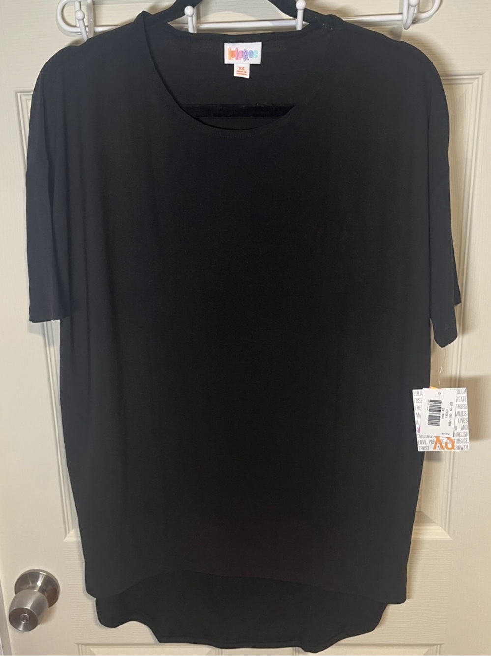 LuLaRoe Black Short-Sleeve High-Low Irma Tunic